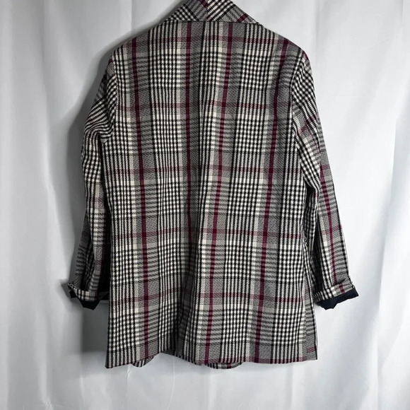 Ophelia Roe Black Red White Plaid Double Breasted Blazer Jacket Size Large - Picture 2 of 11